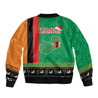 Zambia Christmas Sleeve Zip Bomber Jacket One Zambia One Nation With Kente Pattern - Wonder Print Shop