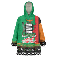 Zambia Christmas Wearable Blanket Hoodie One Zambia One Nation With Kente Pattern - Wonder Print Shop