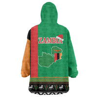 Zambia Christmas Wearable Blanket Hoodie One Zambia One Nation With Kente Pattern - Wonder Print Shop