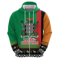 Zambia Christmas Zip Hoodie One Zambia One Nation With Kente Pattern - Wonder Print Shop