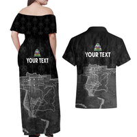 Haiti Citadelle Laferriere Personalized Couples Matching Off Shoulder Maxi Dress and Hawaiian Shirt Haitian Heritage Veve Vodou - Wonder Print Shop