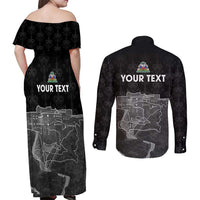 Haiti Citadelle Laferriere Personalized Couples Matching Off Shoulder Maxi Dress and Long Sleeve Button Shirt Haitian Heritage Veve Vodou - Wonder Print Shop