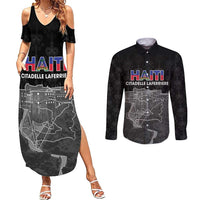 Haiti Citadelle Laferriere Personalized Couples Matching Summer Maxi Dress and Long Sleeve Button Shirt Haitian Heritage Veve Vodou - Wonder Print Shop