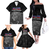 Haiti Citadelle Laferriere Personalized Family Matching Off The Shoulder Long Sleeve Dress and Hawaiian Shirt Haitian Heritage Veve Vodou - Wonder Print Shop