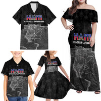 Haiti Citadelle Laferriere Personalized Family Matching Off Shoulder Maxi Dress and Hawaiian Shirt Haitian Heritage Veve Vodou - Wonder Print Shop