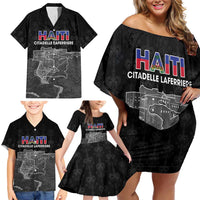 Haiti Citadelle Laferriere Personalized Family Matching Off Shoulder Short Dress and Hawaiian Shirt Haitian Heritage Veve Vodou - Wonder Print Shop