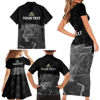Haiti Citadelle Laferriere Personalized Family Matching Short Sleeve Bodycon Dress and Hawaiian Shirt Haitian Heritage Veve Vodou - Wonder Print Shop