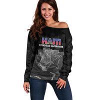 Haiti Citadelle Laferriere Personalized Off Shoulder Sweater Haitian Heritage Veve Vodou - Wonder Print Shop