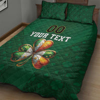 Custom Ireland Rugby Quilt Bed Set Shamrock With Ireland Flag Colors - Wonder Print Shop