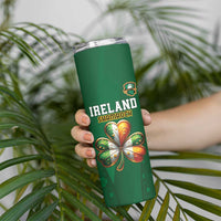 Custom Ireland Rugby Skinny Tumbler Shamrock With Ireland Flag Colors - Wonder Print Shop