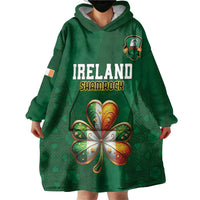 Custom Ireland Rugby Wearable Blanket Hoodie Shamrock With Ireland Flag Colors - Wonder Print Shop