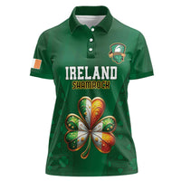 Custom Ireland Rugby Women Polo Shirt Shamrock With Ireland Flag Colors - Wonder Print Shop