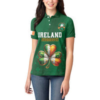 Custom Ireland Rugby Women Polo Shirt Shamrock With Ireland Flag Colors - Wonder Print Shop