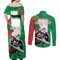 Personalized Italy Couples Matching Off Shoulder Maxi Dress and Long Sleeve Button Shirt Wolf Warrior Grunge Style
