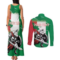 Personalized Italy Couples Matching Tank Maxi Dress and Long Sleeve Button Shirt Wolf Warrior Grunge Style