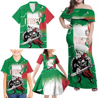 Personalized Italy Family Matching Off Shoulder Maxi Dress and Hawaiian Shirt Wolf Warrior Grunge Style - Wonder Print Shop