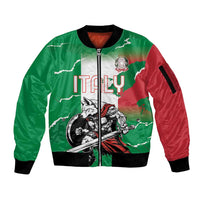 Personalized Italy Sleeve Zip Bomber Jacket Wolf Warrior Grunge Style - Wonder Print Shop