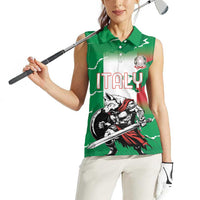 Personalized Italy Women Sleeveless Polo Shirt Wolf Warrior Grunge Style - Wonder Print Shop