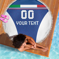 Custom Italy Football Beach Blanket Italy Flag Pattern On Blue - Wonder Print Shop