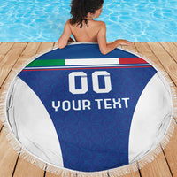 Custom Italy Football Beach Blanket Italy Flag Pattern On Blue - Wonder Print Shop