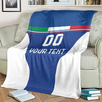 Custom Italy Football Blanket Italy Flag Pattern On Blue