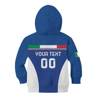 Custom Italy Football Kid Hoodie Italy Flag Pattern On Blue - Wonder Print Shop