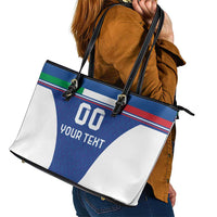 Custom Italy Football Leather Tote Bag Italy Flag Pattern On Blue