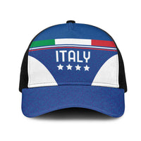 Custom Italy Football Mesh Trucker Cap Italy Flag Pattern On Blue - Wonder Print Shop