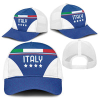 Custom Italy Football Mesh Trucker Cap Italy Flag Pattern On Blue - Wonder Print Shop