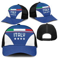 Custom Italy Football Mesh Trucker Cap Italy Flag Pattern On Blue - Wonder Print Shop