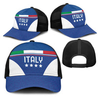 Custom Italy Football Mesh Trucker Cap Italy Flag Pattern On Blue - Wonder Print Shop