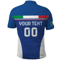 Custom Italy Football Polo Shirt Italy Flag Pattern On Blue - Wonder Print Shop