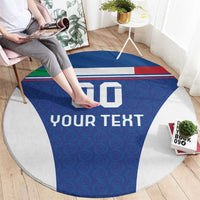 Custom Italy Football Round Carpet Italy Flag Pattern On Blue - Wonder Print Shop