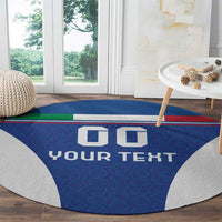 Custom Italy Football Round Carpet Italy Flag Pattern On Blue - Wonder Print Shop