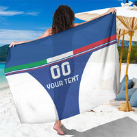 Custom Italy Football Sarong Italy Flag Pattern On Blue - Wonder Print Shop