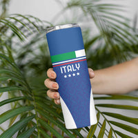 Custom Italy Football Skinny Tumbler Italy Flag Pattern On Blue - Wonder Print Shop