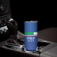 Custom Italy Football Skinny Tumbler Italy Flag Pattern On Blue - Wonder Print Shop