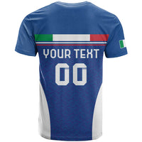 Custom Italy Football T Shirt Italy Flag Pattern On Blue - Wonder Print Shop