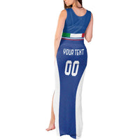Custom Italy Football Tank Maxi Dress Italy Flag Pattern On Blue - Wonder Print Shop
