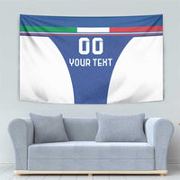 Custom Italy Football Tapestry Italy Flag Pattern On Blue - Wonder Print Shop