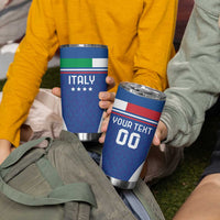 Custom Italy Football Tumbler Cup Italy Flag Pattern On Blue - Wonder Print Shop