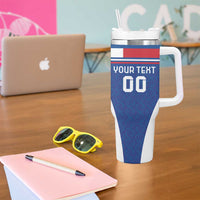 Custom Italy Football Tumbler With Handle Italy Flag Pattern On Blue - Wonder Print Shop