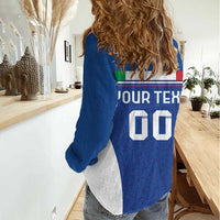 Custom Italy Football Women Casual Shirt Italy Flag Pattern On Blue - Wonder Print Shop