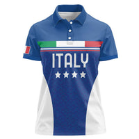 Custom Italy Football Women Polo Shirt Italy Flag Pattern On Blue - Wonder Print Shop