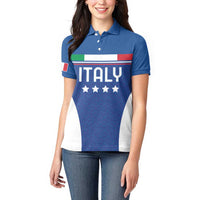 Custom Italy Football Women Polo Shirt Italy Flag Pattern On Blue - Wonder Print Shop