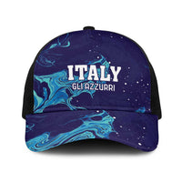 Custom Italy Rugby Baseball Net Cap Gli Azzurri Flame Pattern - Wonder Print Shop