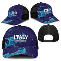 Custom Italy Rugby Baseball Net Cap Gli Azzurri Flame Pattern - Wonder Print Shop