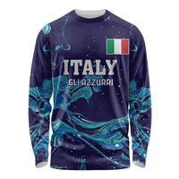 Custom Italy Rugby Long Sleeve Shirt Gli Azzurri Flame Pattern - Wonder Print Shop