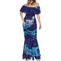Custom Italy Rugby Mermaid Dress Gli Azzurri Flame Pattern - Wonder Print Shop