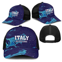 Custom Italy Rugby Mesh Trucker Cap Gli Azzurri Flame Pattern - Wonder Print Shop